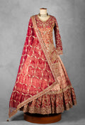 Red Heavy Zari & Sequence Embroidered Anarkali Set with Matching Dupatta