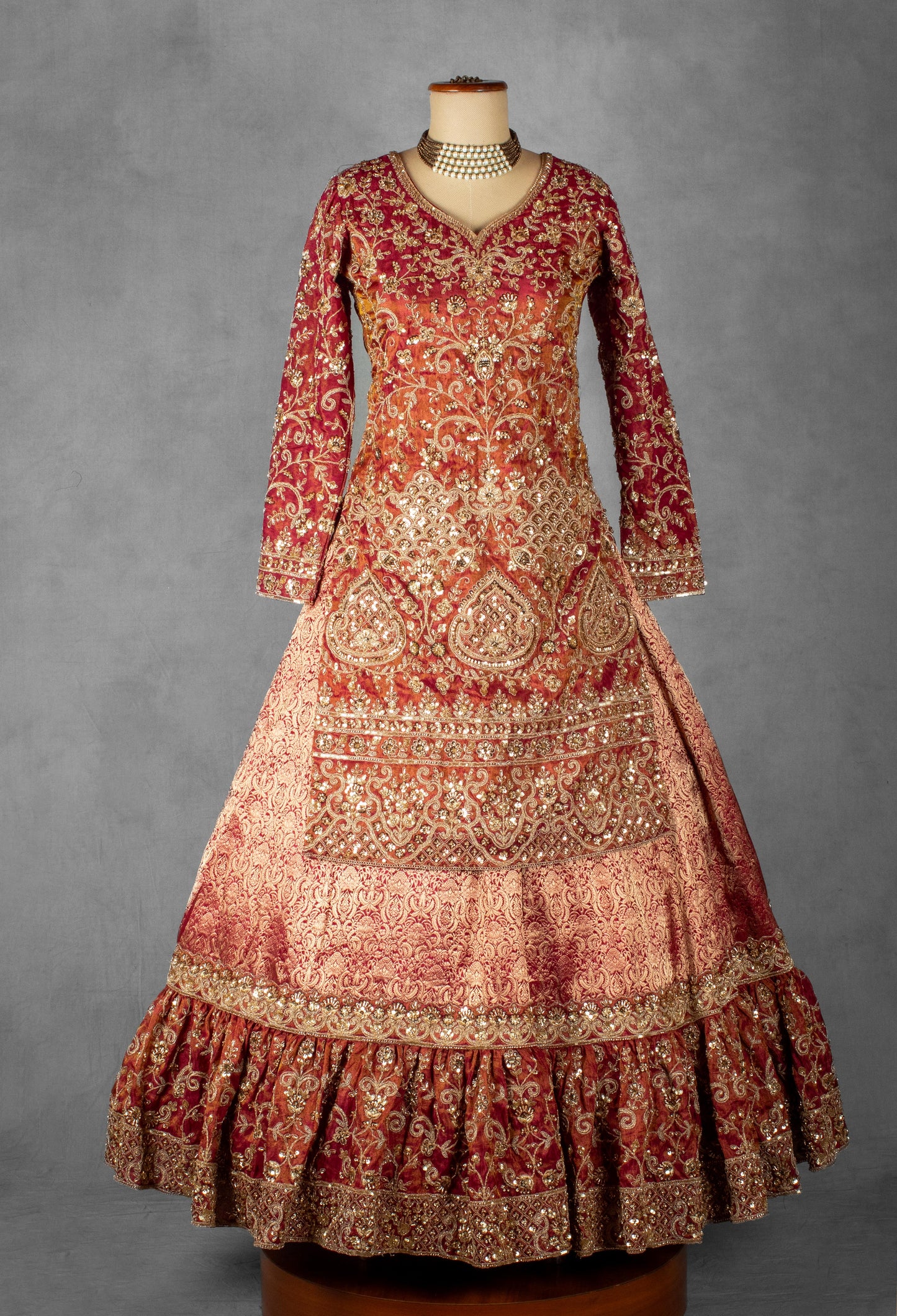 Red Heavy Zari & Sequence Embroidered Anarkali Set with Matching Dupatta