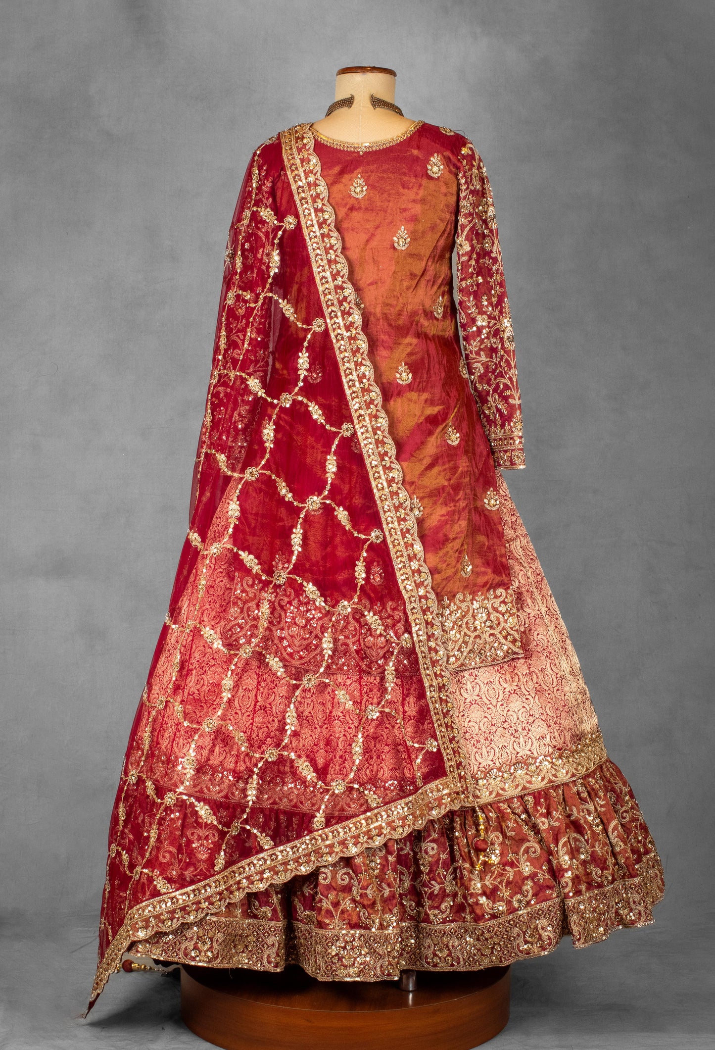 Red Heavy Zari & Sequence Embroidered Anarkali Set with Matching Dupatta