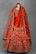 Bright Red Heavy Embroidered Bridal Lehenga Set with Zari & Resham Work | Designer Wedding Wear
