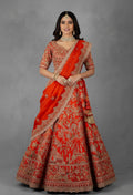 Bright Red Heavy Embroidered Bridal Lehenga Set with Zari & Resham Work | Designer Wedding Wear