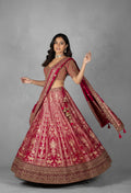 Deep Pink Heritage Zardosi Bridal Lehenga Set with Heavy Hand Embroidery