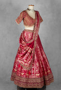 Deep Pink Heritage Zardosi Bridal Lehenga Set with Heavy Hand Embroidery
