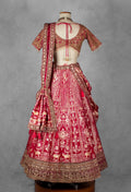 Deep Pink Heritage Zardosi Bridal Lehenga Set with Heavy Hand Embroidery