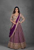 Purple Heavy Mirror & Zari Embroidered Lehenga Set with Designer Blouse