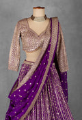 Purple Heavy Mirror & Zari Embroidered Lehenga Set with Designer Blouse