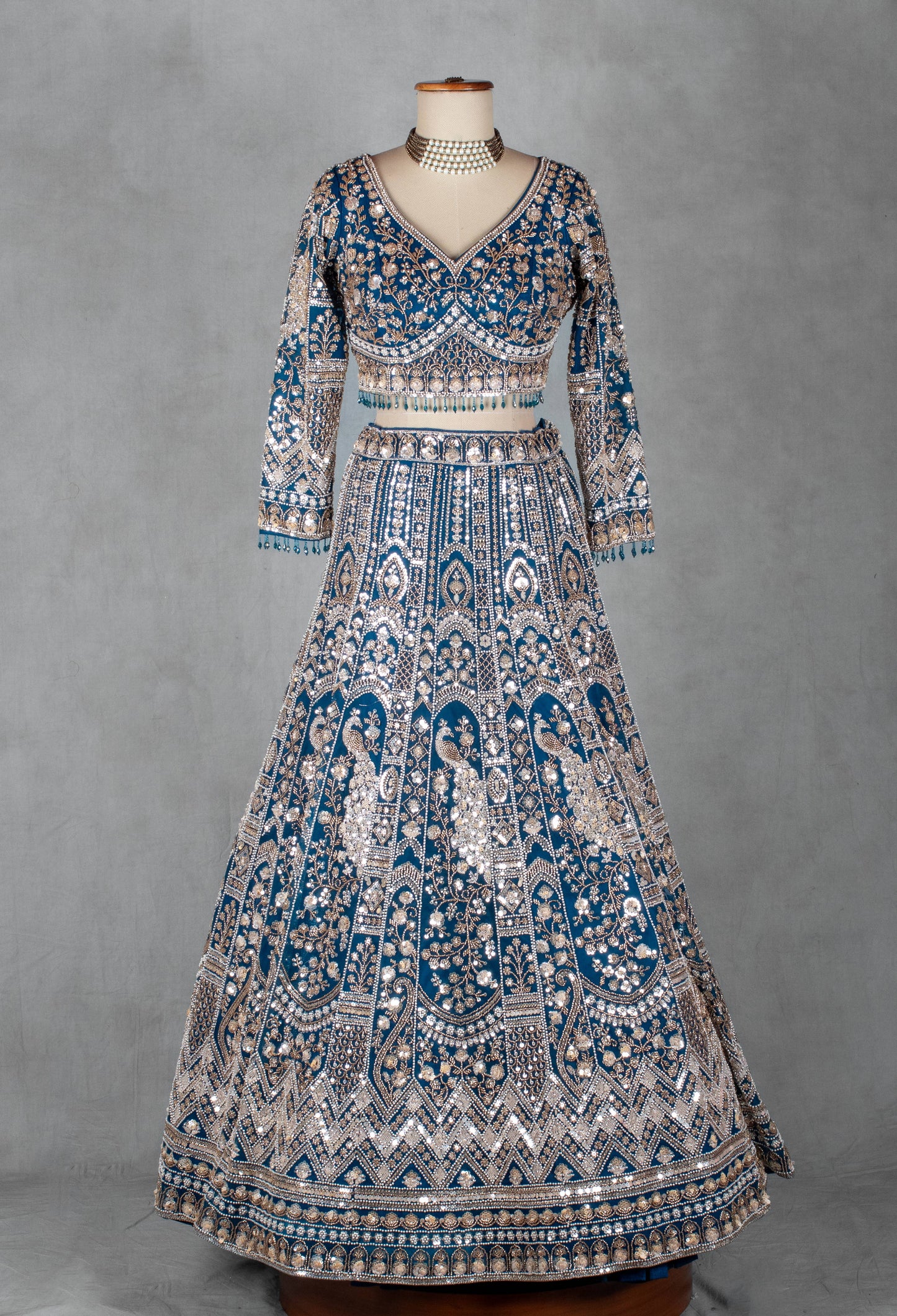 Royal Teal Blue Heavy Embroidered Bridal Lehenga Set with Designer Blouse & Net Dupatta | Premium Wedding Wear