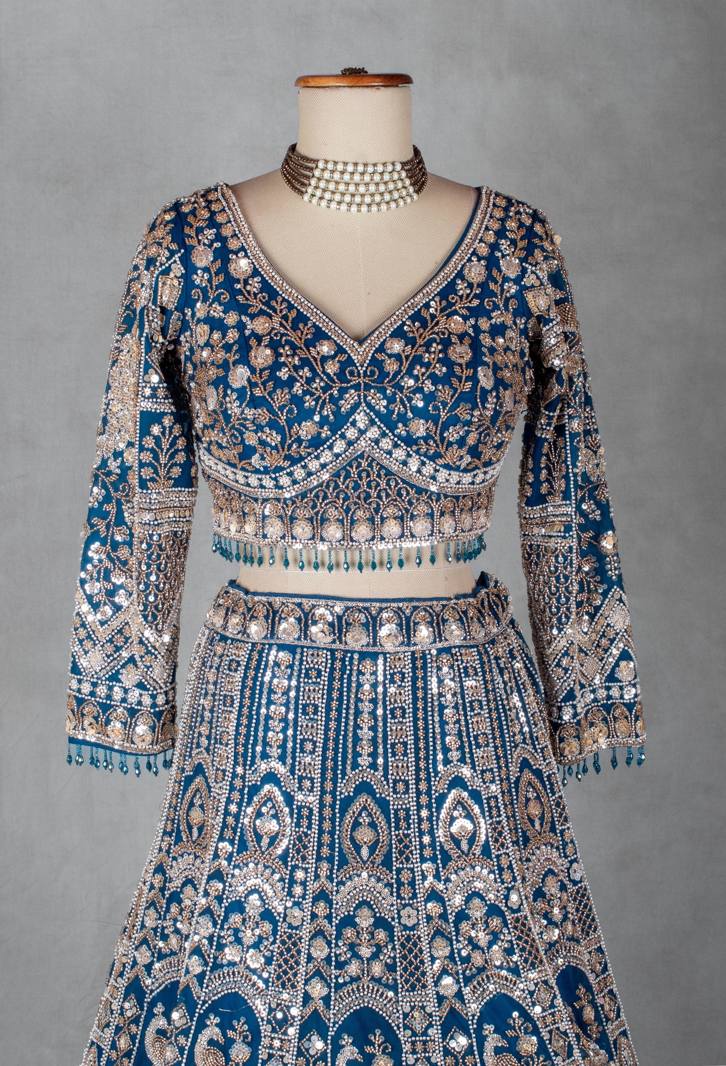 Royal Teal Blue Heavy Embroidered Bridal Lehenga Set with Designer Blouse & Net Dupatta | Premium Wedding Wear