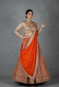 Orange Heavy Sequin & Zari Embroidered Lehenga Set with Designer Blouse