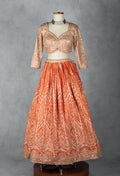 Orange Heavy Sequin & Zari Embroidered Lehenga Set with Designer Blouse