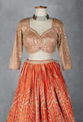 Orange Heavy Sequin & Zari Embroidered Lehenga Set with Designer Blouse