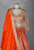 Orange Heavy Sequin & Zari Embroidered Lehenga Set with Designer Blouse