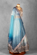 Ice Blue Sequin & Thread Embroidered Lehenga Set with Designer Blouse and Net Dupatta