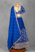 Royal Blue Heavy Embroidered Lehenga Set with Zari & Sequin Detailing