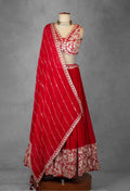 Red Bridal Embroidered Lehenga Set with Heavy Zari & Sequin Work