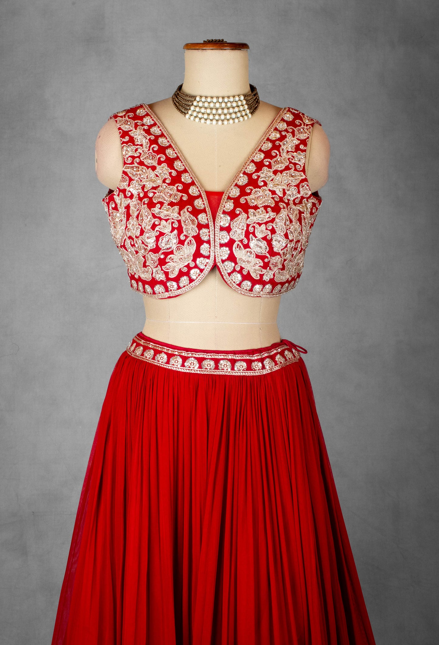 Red Bridal Embroidered Lehenga Set with Heavy Zari & Sequin Work