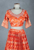 Vibrant Orange Zari Embroidered Lehenga Set with Matching Dupatta