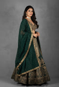 Emerald Green Heavy Embroidered Bridal Lehenga Set with Zari Work Blouse & Dupatta | Luxury Wedding Wear
