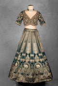 Emerald Green Heavy Embroidered Bridal Lehenga Set with Zari Work Blouse & Dupatta | Luxury Wedding Wear