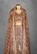 Bronze Gold Heavy Embroidered Bridal Lehenga Set with Designer Blouse & Net Dupatta | Luxury Wedding Wear