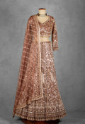 Bronze Gold Heavy Embroidered Bridal Lehenga Set with Designer Blouse & Net Dupatta | Luxury Wedding Wear
