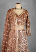 Bronze Gold Heavy Embroidered Bridal Lehenga Set with Designer Blouse & Net Dupatta | Luxury Wedding Wear