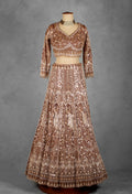Bronze Gold Heavy Embroidered Bridal Lehenga Set with Designer Blouse & Net Dupatta | Luxury Wedding Wear