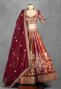 Multitone Maroon & Rust Heavy Embroidered Bridal Lehenga Set with Designer Blouse & Dupatta | Luxury Wedding Wear