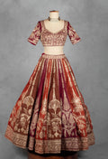 Multitone Maroon & Rust Heavy Embroidered Bridal Lehenga Set with Designer Blouse & Dupatta | Luxury Wedding Wear