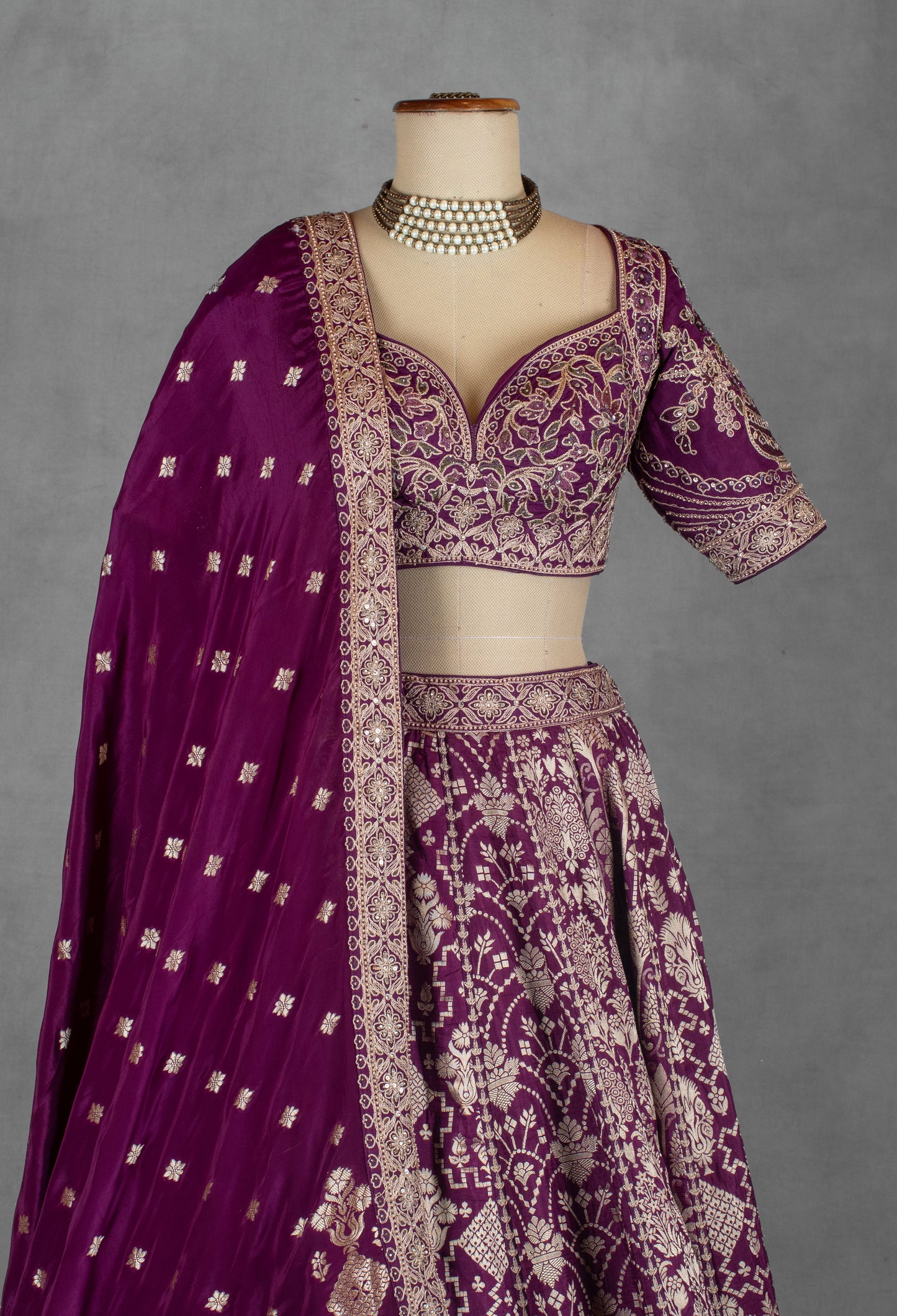 Royal Purple Heavy Embroidered Bridal Lehenga Set with Designer Blouse & Dupatta | Luxury Wedding Wear