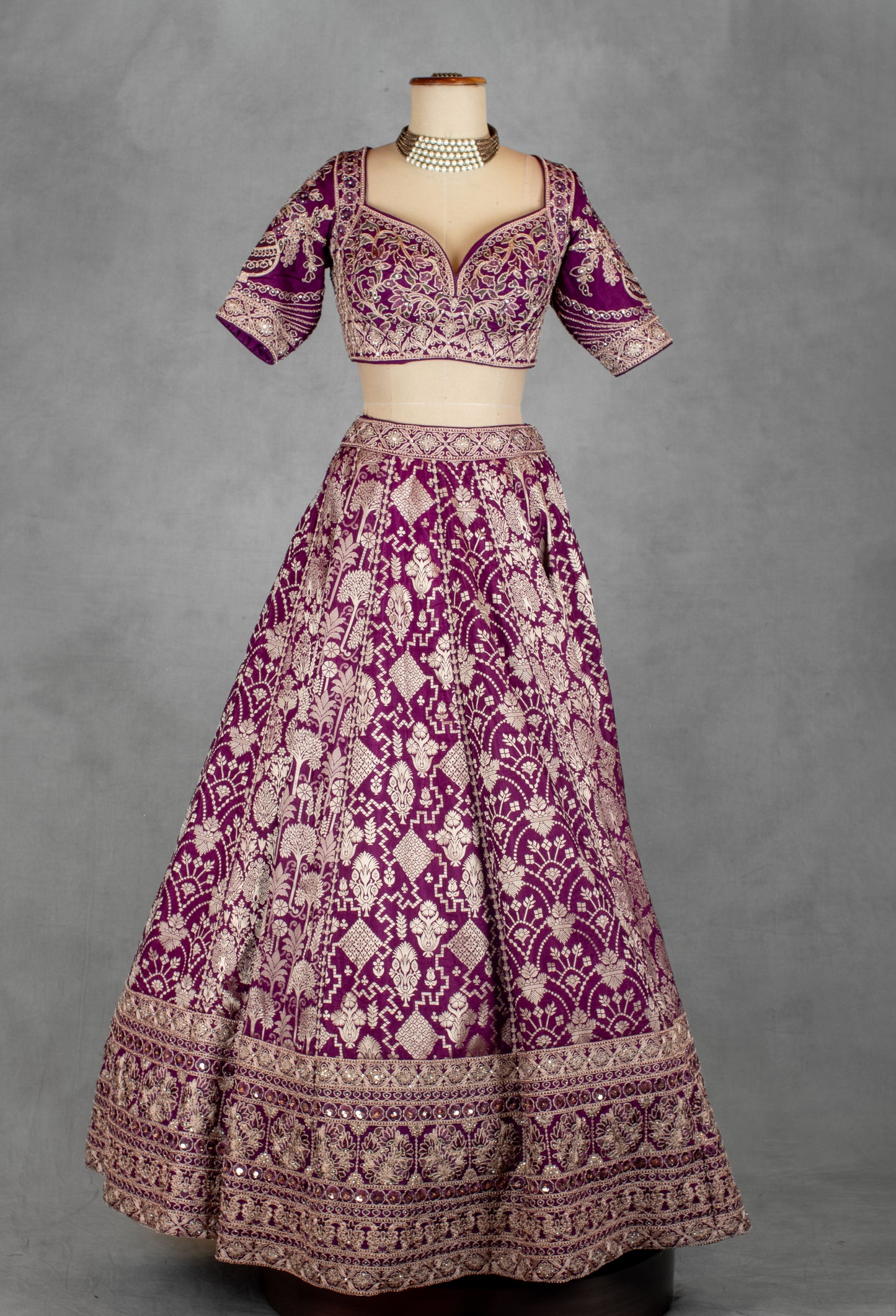 Royal Purple Heavy Embroidered Bridal Lehenga Set with Designer Blouse & Dupatta | Luxury Wedding Wear