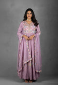 Lavender Floral Embroidered Anarkali Set with Matching Dupatta
