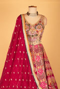 Multi-Color Heavy Embroidered Bridal Lehenga with Mirror & Zari Work and Contrasting Dupatta