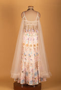 Pastel Multi-Color Floral Embroidered Lehenga Set with Pearled Blouse & Sheer Dupatta