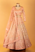 Blush Pink Heavy Sequin Embroidered Bridal Lehenga with Full-Sleeve Blouse & Dupatta