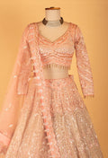 Blush Pink Heavy Sequin Embroidered Bridal Lehenga with Full-Sleeve Blouse & Dupatta