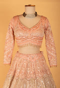 Blush Pink Heavy Sequin Embroidered Bridal Lehenga with Full-Sleeve Blouse & Dupatta