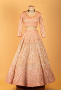 Blush Pink Heavy Sequin Embroidered Bridal Lehenga with Full-Sleeve Blouse & Dupatta