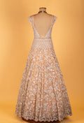 Peach Heavy Embroidered Sequins Gown with Floral Detailing – Designer Party & Bridal Wear