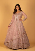 Blush Pink Heavy Embroidered Sequin Work Anarkali Gown with Dupatta