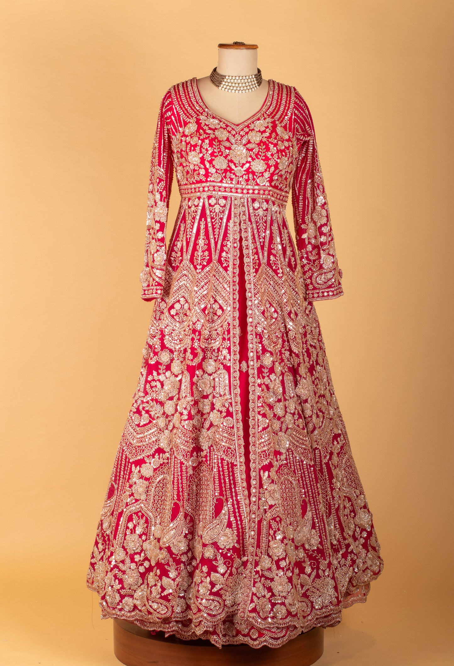 Bridal Red Heavy Zari Embroidered Anarkali Gown with Designer Dupatta