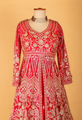 Bridal Red Heavy Zari Embroidered Anarkali Gown with Designer Dupatta