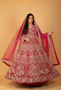 Bridal Red Heavy Zari Embroidered Anarkali Gown with Designer Dupatta