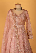 Blush Pink Heavy Embroidered Sequin Work Anarkali Gown with Dupatta