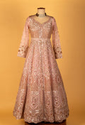 Blush Pink Heavy Embroidered Sequin Work Anarkali Gown with Dupatta