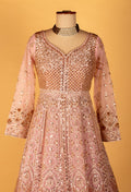 Blush Pink Heavy Embroidered Sequin Work Anarkali Gown with Dupatta