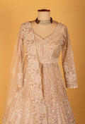 Ivory Heavy 3D Floral Embroidered Sequin Anarkali Gown with Designer Dupatta