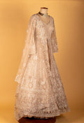 Ivory Heavy 3D Floral Embroidered Sequin Anarkali Gown with Designer Dupatta