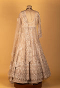 Ivory Heavy 3D Floral Embroidered Sequin Anarkali Gown with Designer Dupatta