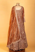 Copper Brown | Copper brown heavy embroidered Anarkali gown with designer dupatta – product image 5 | 5